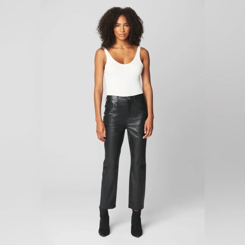NWT BLANK NYC High Rise Vegan Leather Straight Leg Need You Tonight Pants SZ 29